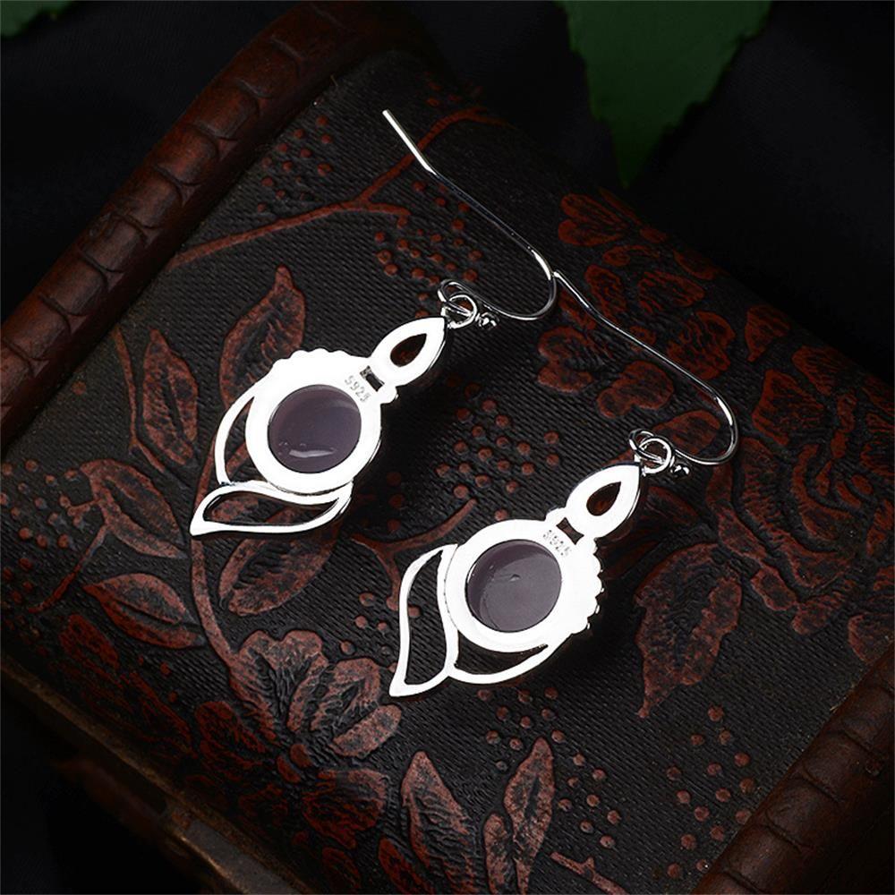 Wedding Jewelry Hook Multi-Gemstone Ear Stud Moonstone Earrings Opal Stone Garnet Ruby Chalcedony