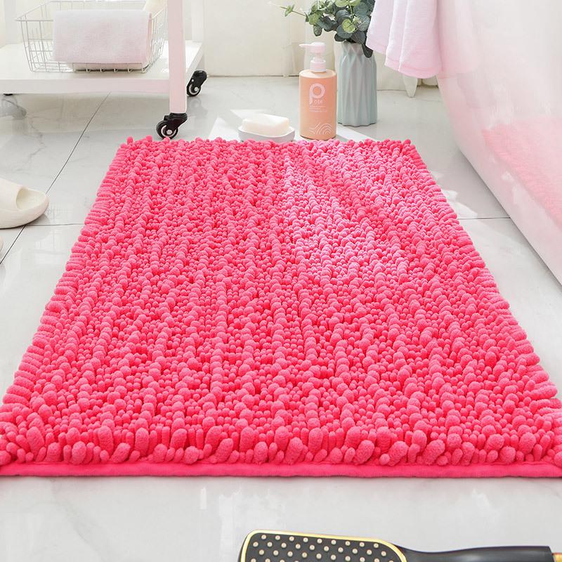 Chenille Long Pile Bathroom Mat - Water Absorbent & Anti-Slip Foot Pad for Home Use