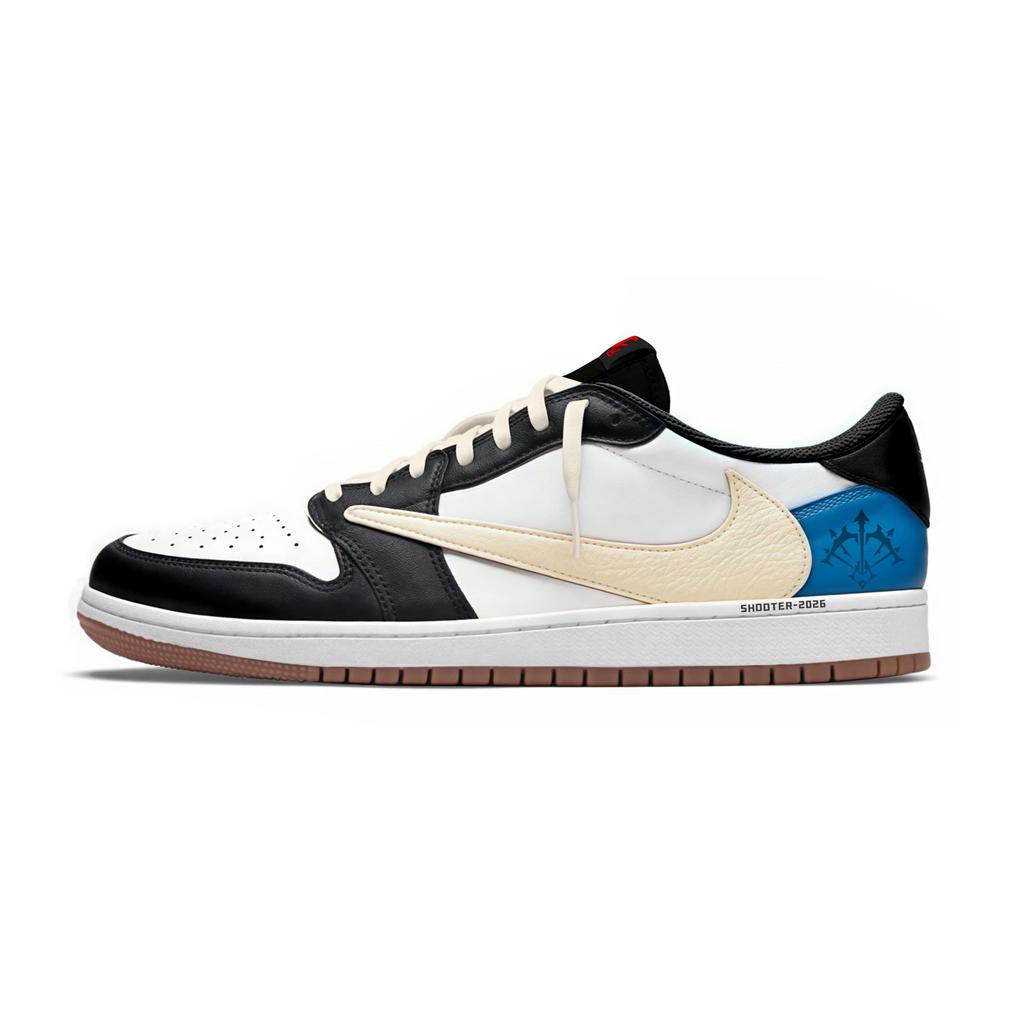 Travis Scott x Jordan Air Jordan 1 Sagittarius Fashion Trend Abrasion Resistant Low top Vintage Basketball Shoes Unisex DZ4137-700(Team1795-)