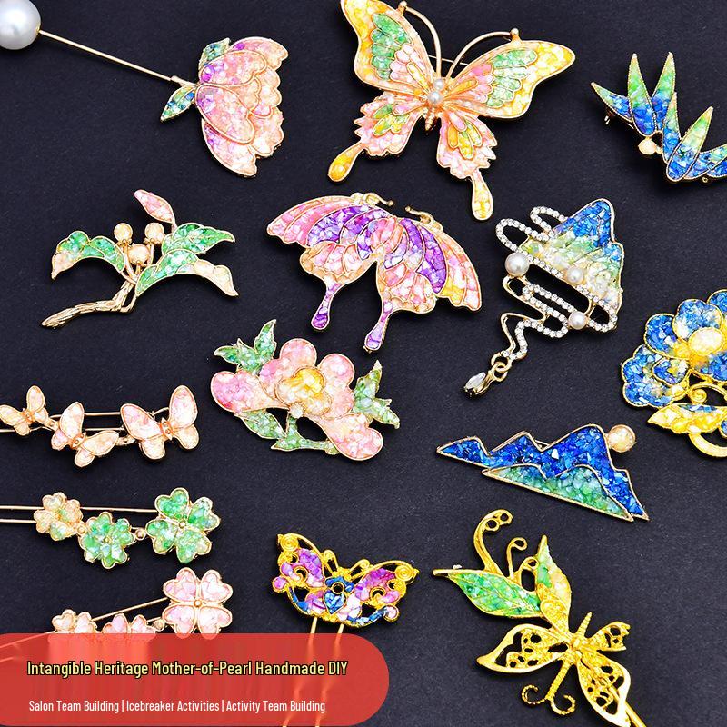 DIY Perlmutt Brooch Haarnadel Set: Schmetterlingsbasis für handgemachtes Drachenbootfest-Geschenk
