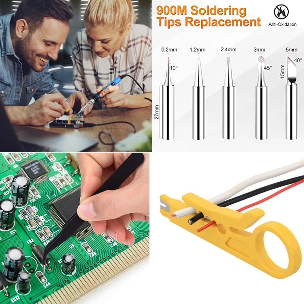 80W Digital Soldering Iron Kit: 17-in-1 Adjustable Temp (220V) with LCD, Multimeter & Replaceable Tips for Precision Welding