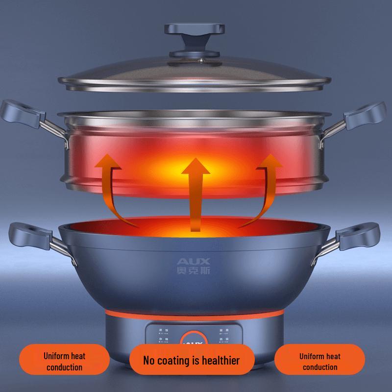 Aux 34CM Multi-functional Electric Steamer and Wok