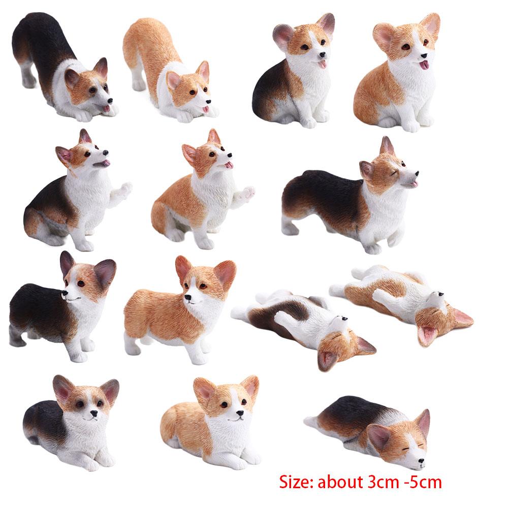 Figures Mini Animal for Kids Dog Doll Simulation Dog Corgi Model Car Ornament Miniature Figurines