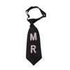 Glitter Pre Tied Tie with MR MRS Letters Rhinestones Embellishment for Men and Women Weddings Festivals Disco Parties