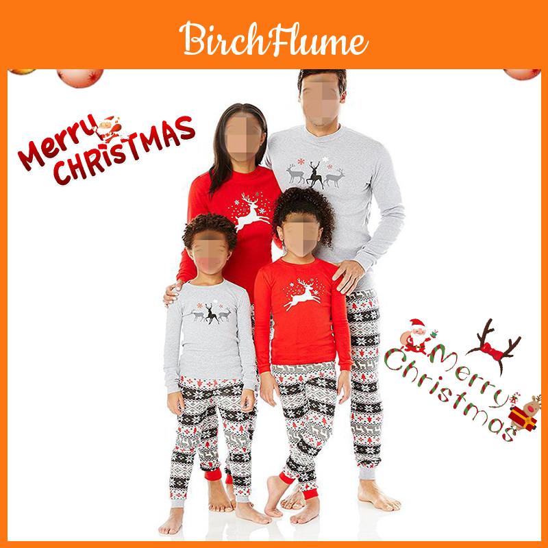 Comfy Family-matching Christmas Pajamas Sleepwear Set Women Men Kids Long Sleeve Deer Nightwear