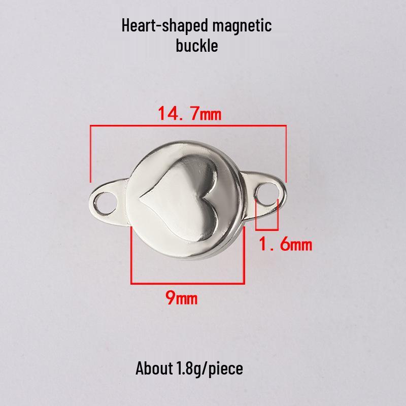 S925 Sterling Silver Heart Magnetic Clasp for DIY Pearl Bracelet Jewelry