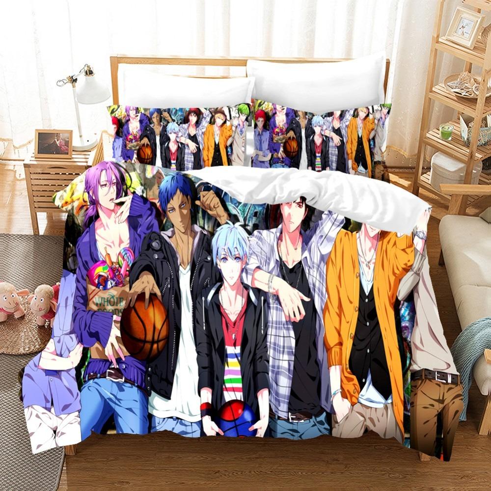 Anime KurokoS Basketball Kuroko Tetsuya Bedding Collection With Bed Linen Cartoon Duvet Cover Collection Pillowcase Twin Size For Boys Bedclothes