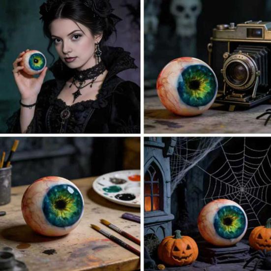 Realistic Eyeball Ornament Horror 3D Eye Sculpture Gothic Scary Eyeball Figurine for Haunted House Photo Booth Props Halloween Eve Party Supplies