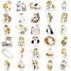 64PCS Yellow Cat Stickers Cute Cartoon Animals Mug Notebook Computer Luggage Decoration Waterproof Stickers