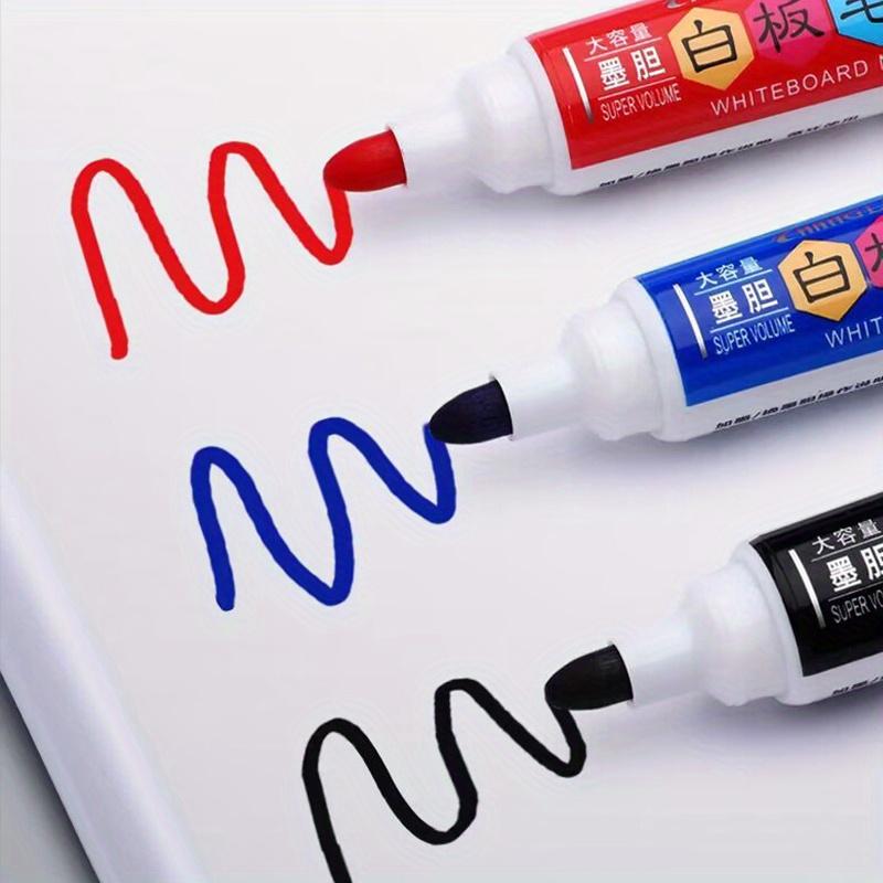 1 Marker + 1 Ink Bottle, Minimalist Black/Blue/Red High-Capacity Refillable Dry-Erase Whiteboard Marker with Erasable Broad Tip