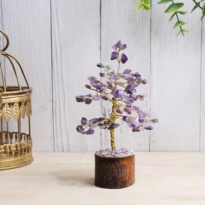 Healing Crystal Amethyst Tree 100 Beads Showpieces Feng Wire Stone Tree for Reiki Vastu New Years Gift Christmas Decoration Items