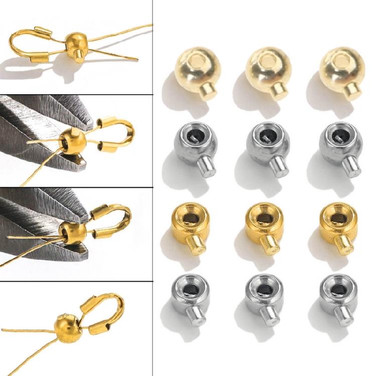 20 Pack Stopper Spacer Bead Finishing Clasps Stainless Steel Positioning Clasp