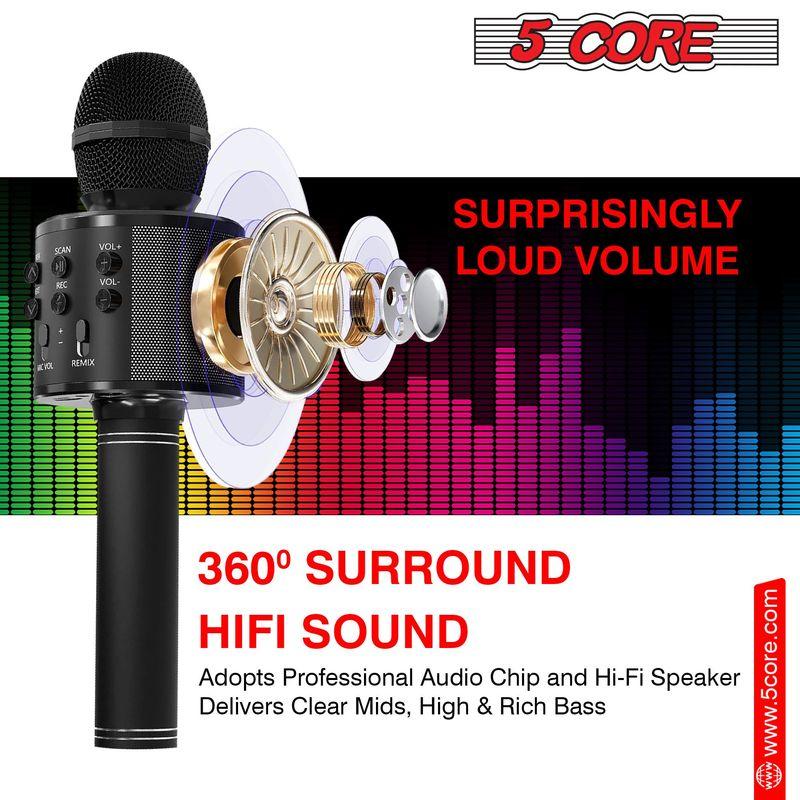 Bluetooth Wireless Karaoke Microphone All-in-One Portable Handheld Mic with Speaker Recorder Microfono Inalambrico WM SPK BLK