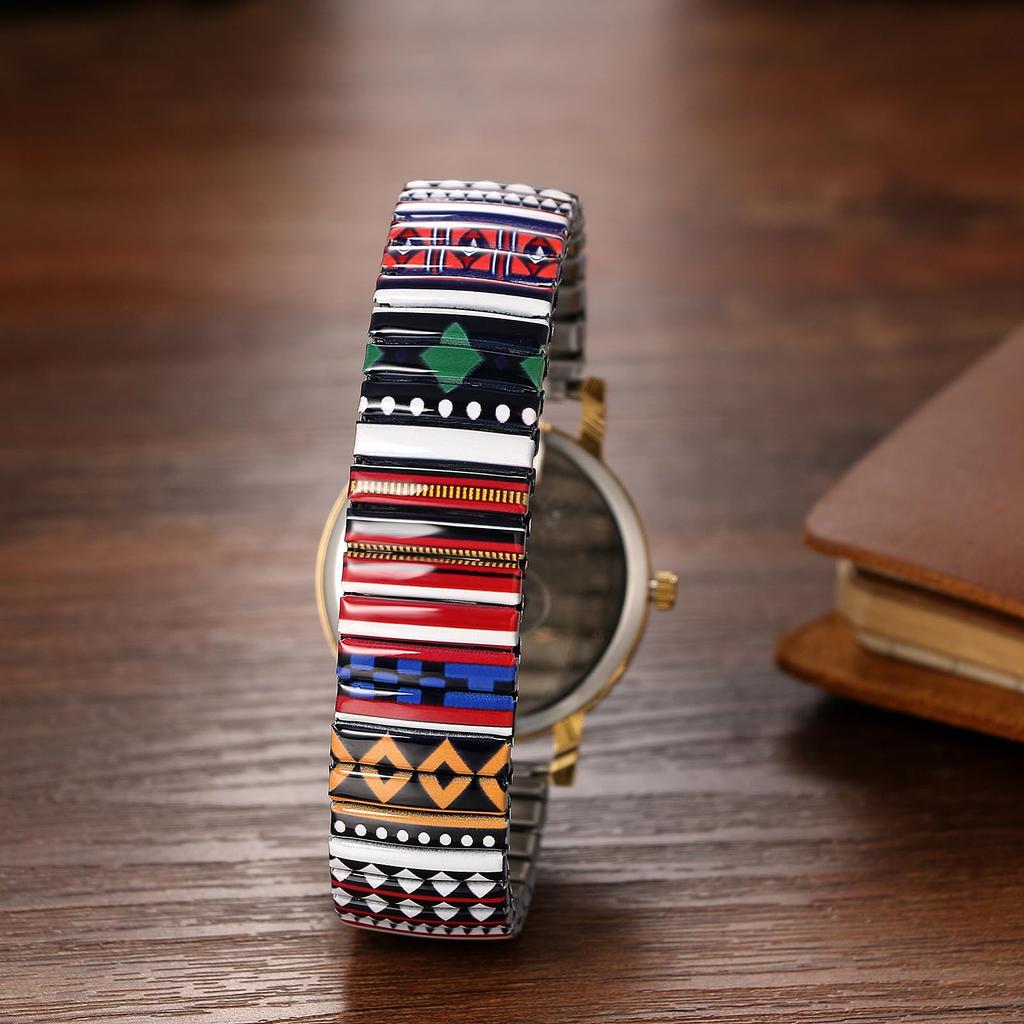 Women's Watch Cute Bohemian Style Stretch Band Fashionable Analog Display Free Size Stainless Steel Band Waterproof Quartz Watch Fashion Accessory -