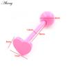 Alisouy 1PC Stainless Steel Ball Heart Star Acrylic Bear Mushroom Skull Tai Chi CZ Tongue Ring Ear Earring Piercing Body Jewelry