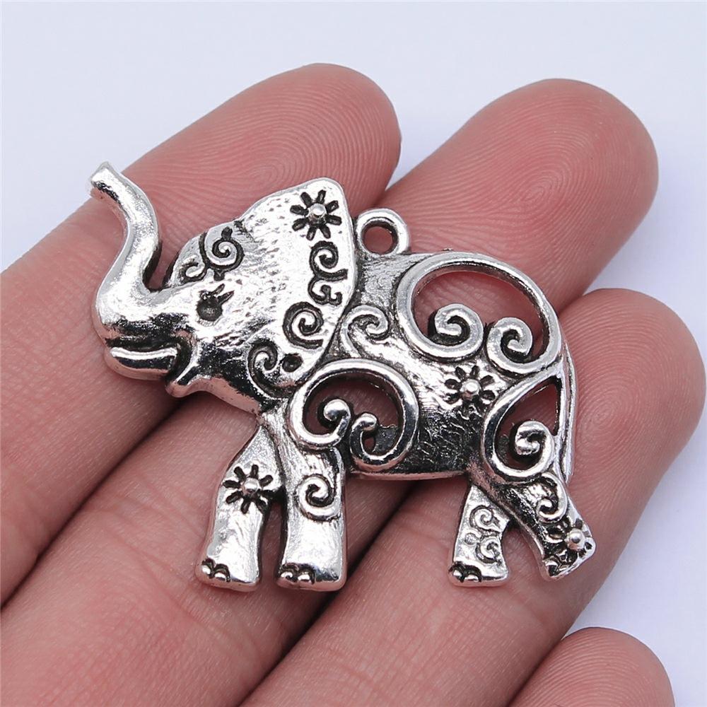 2pcs Charms Big Elephant For Jewelry Making DIY Jewelry Accessories Antique Silver Color Big Elephant Pendant Charms