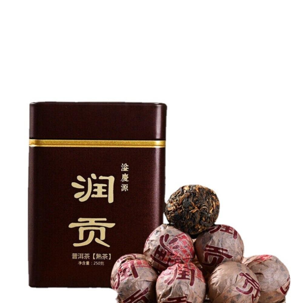 Yunnan Pu-erh Dragon Ball Ripe Tea Organic Big Tree Leaves Canned 250g