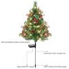 23 Inch Lighted Artificial Christmas Urn Filler Pre-lit Xmas Pine Tree with Cones Red Berries Tripod Stake And LED Light Outdoor Porch Planter Filler