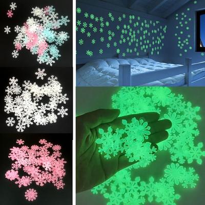 Children's Room Decals 3D Luminous Snowflake Wall Stickers Christmas Stickers Fluorescent