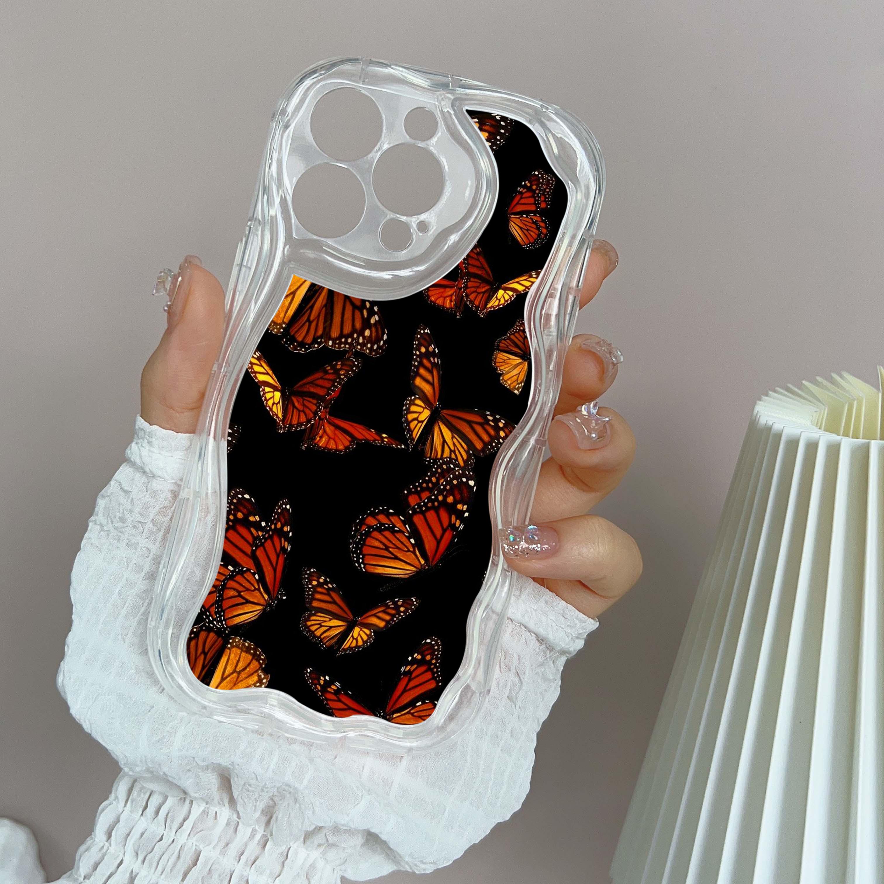 

Чехлы для телефонов LZ4 Butterfly art design с прозрачной мягкой волной для iPhone 15 13 Pro Max 12 mini 14 8 Plus XS Max XR 6, защитная задняя крышка for iPhone 15 Plus