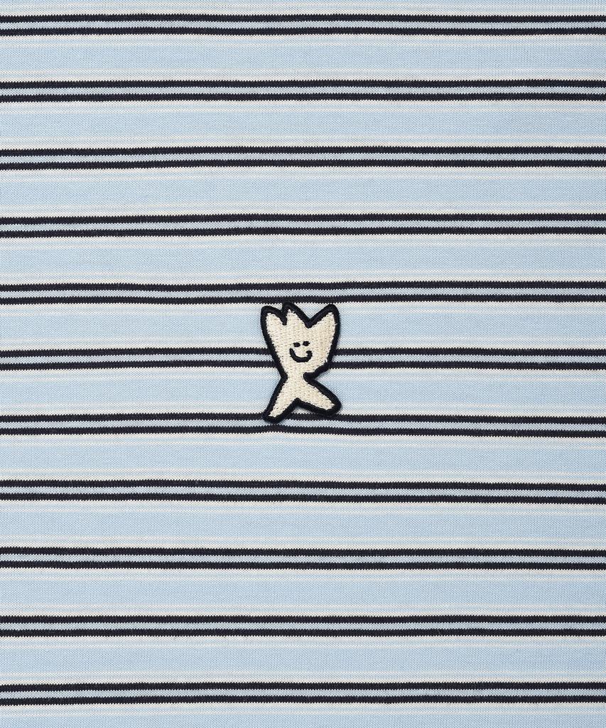 WACKY WILLY Kiki Wappen Color Block Stripe Short Sleeve T-Shirt Blue