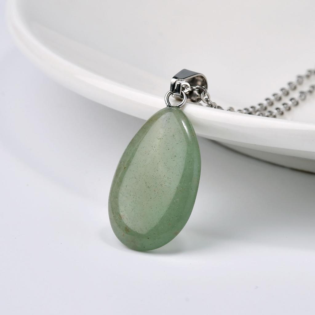 1pc Fashion Natural Stone Amethyst Rose Quartz Water Drop Pendant Necklace Bohemian Women's Elegant Festival Party Jewelry