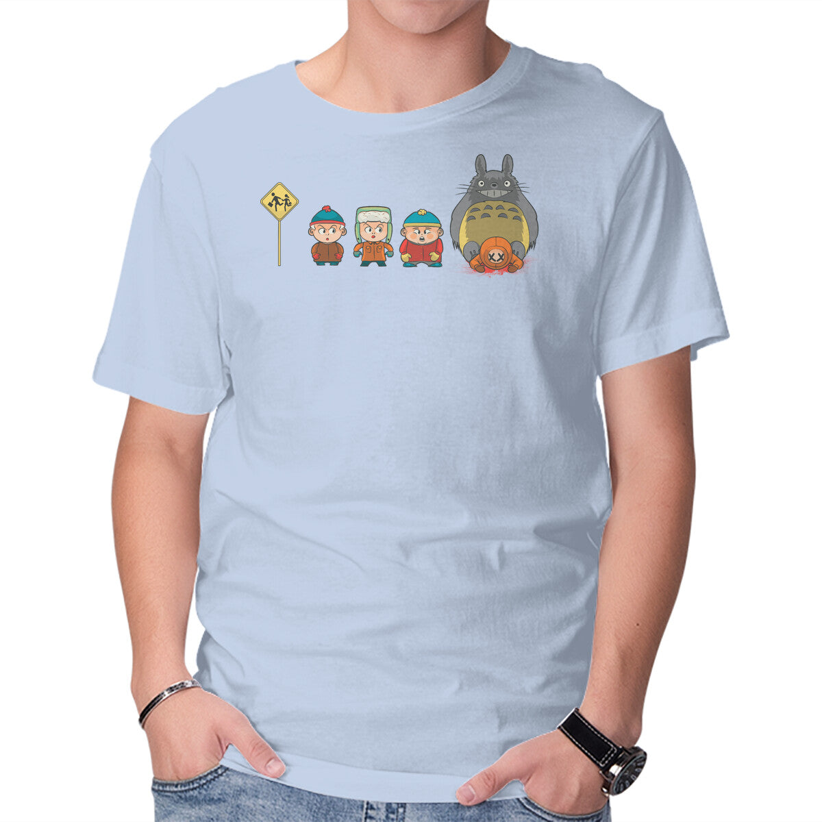 Unisex Crew Neck T-Shirt Totoro Park Graphic Short Sleeve Casual Tee S