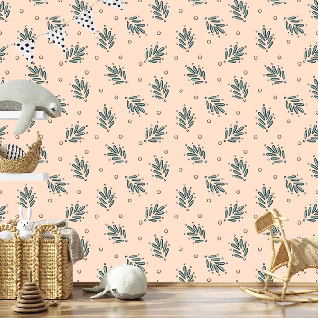 Wallpaper Small Flowers Cream, Beige and Gray for Living Room and Bedroom 50x1000