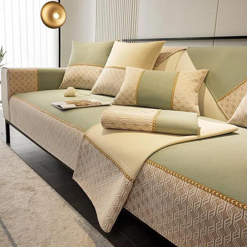 High End Light Luxury Chenille Sofa Cushion New Chinese Style Backrest Cover Four Seasons Universal Anti Slip Protective Sleeve
