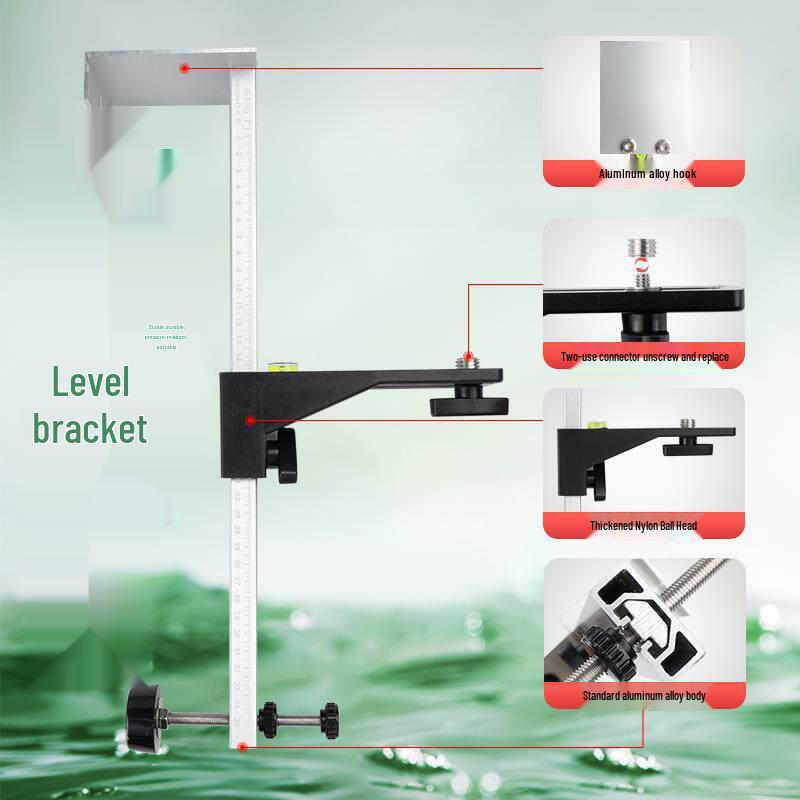 Adjustable 3D Wall Mount Bracket with Telescopic Pole for Tile Installation