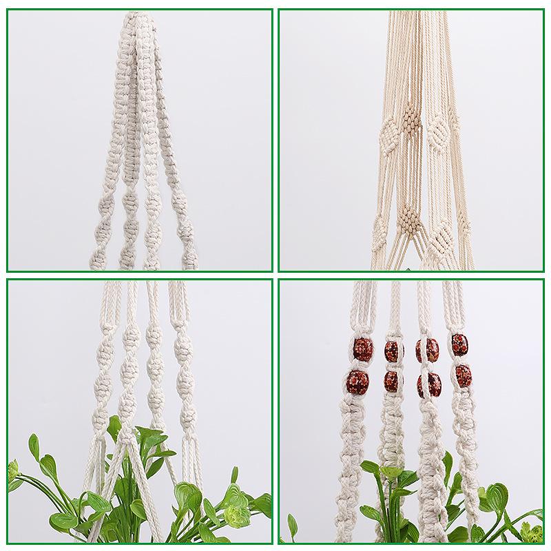 Gardening Green Plant Hanging Basket Cotton Rope Hanger Flower Pot Handmade Macrame Pot Pocket Wall Boho Courtyard Home Decor