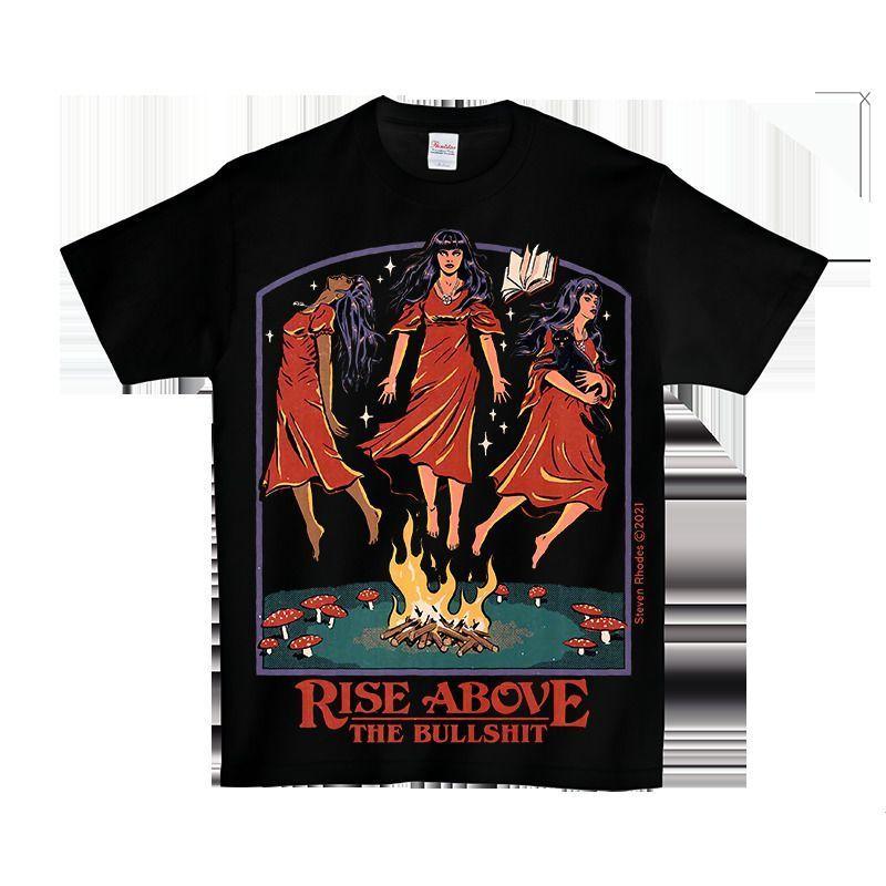 

Heavyweight American Comic Evil Illustration 2025 Trendy Brand Design Hip-hop Rap European American Street Loose Short-sleeved. 4XL