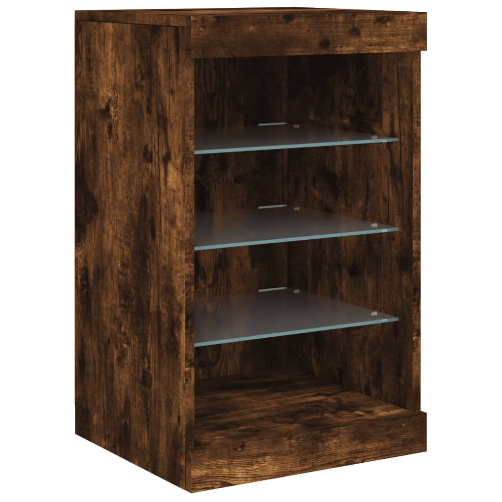 Sideboard with LED Lights Smoked Oak 283 x 37 x 67 cm