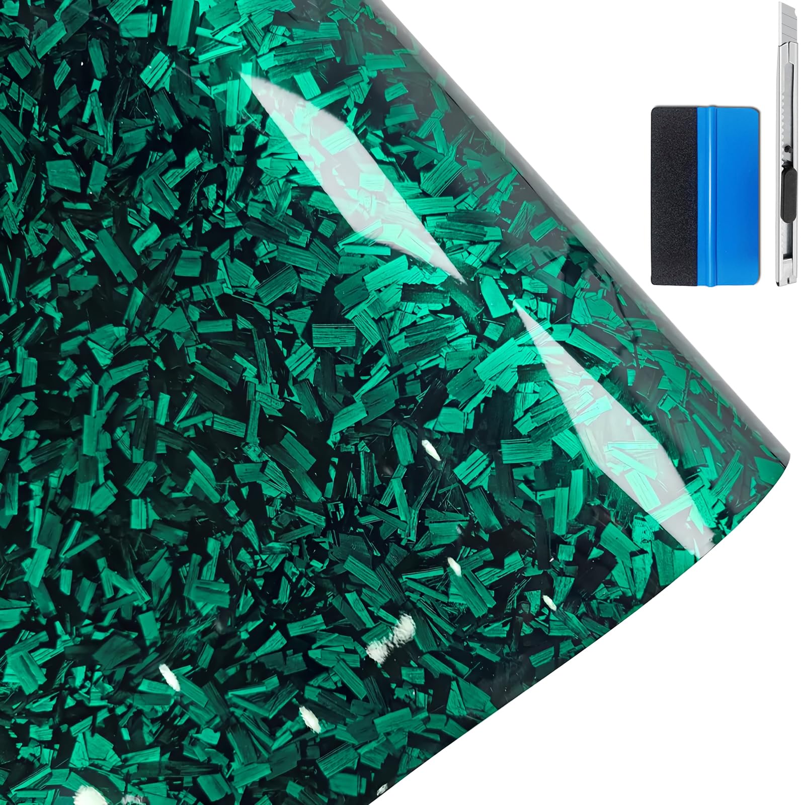 

LZLRUN Кована Глянцева Чорна Вінілова Плівка з Вуглецевого Волокна Рулон з Повітряним Випуском Наклейка Лист Плівка Декаль для DIY Автомобіля Велосипеда Самоклеюча 5cm x 900cm зелений