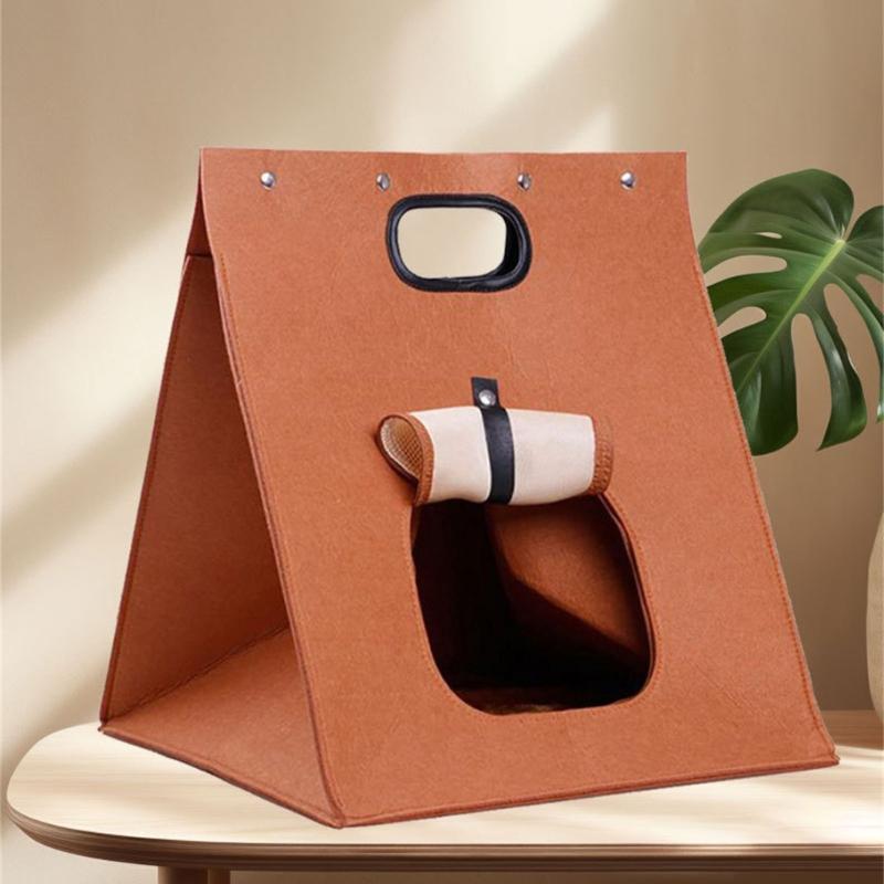 Portable Felt Cat House Must Have for Pet Owners on the Move Soft Warm and Conveniently Foldable Designed for 4kg Cats