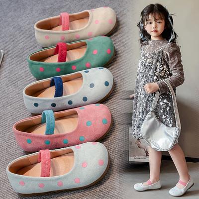 Girls Flat Shoes Polka Dots Sweet Kids Leather Shoes Round Toes Slip-on 2025 New Girls Princess Shoes Candy Color Non-slip Soft