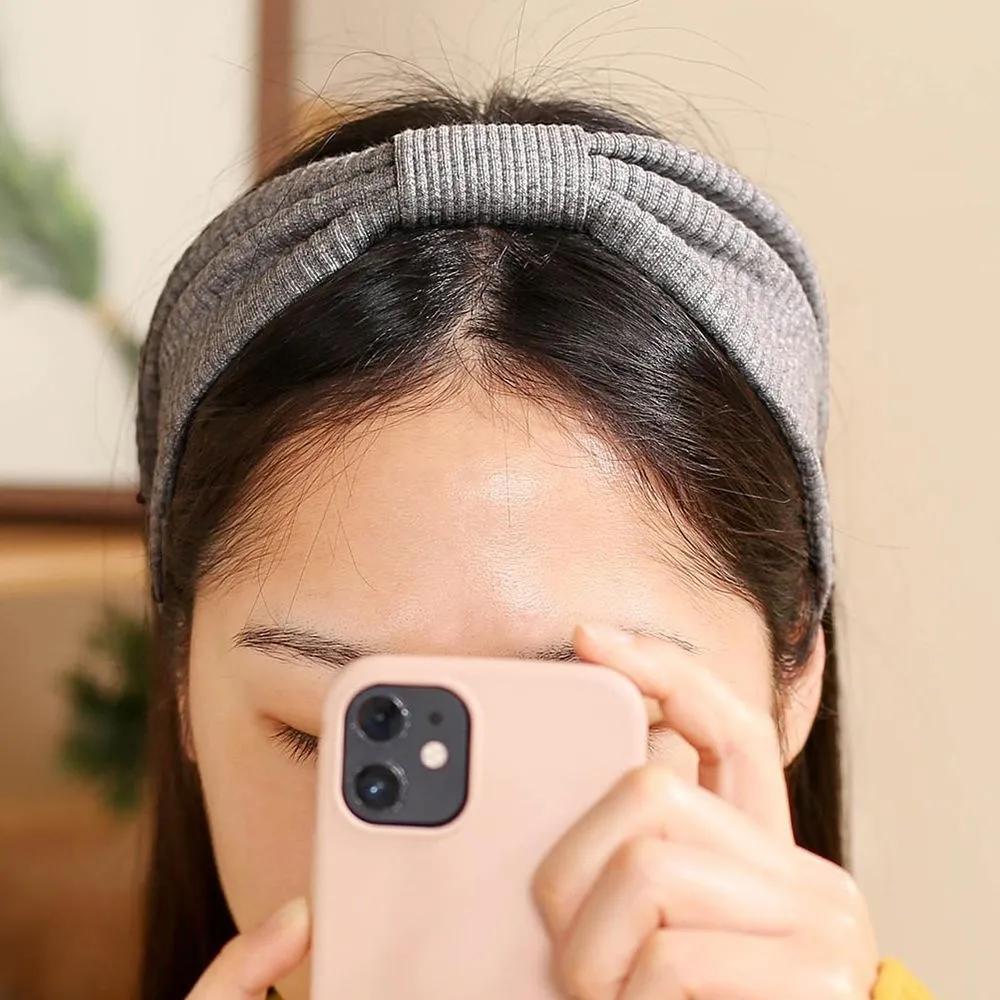 Daily Headband Designer Headband Angel Scrunchie Ribbon Ribbed Turban Light Gray