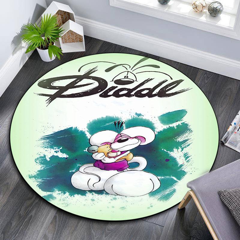 Diddl Pattern Round rug,Carpet Rug for Living Room Bedroom Playroom ,Non-slip Floor Mat,Holiday Gifts and Birthday Gifts.