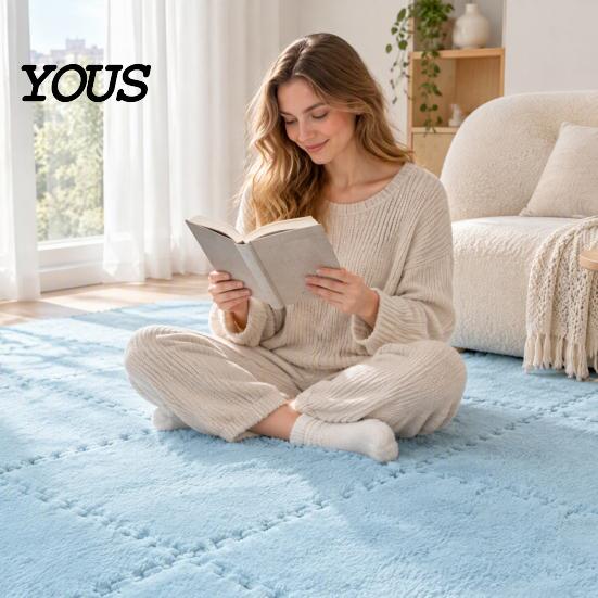 Home Decor Floor Pads Plush Puzzle Mat, Interlocking Carpet Tile, Anti Slip EVA Foam Jigsaw Play Mats Rug Squares for Bedroom Playroom Nursery Decor,