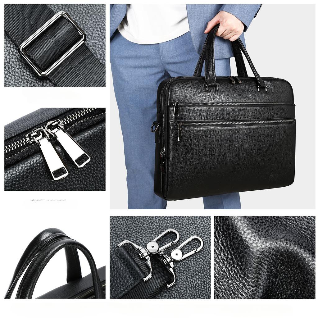 Retro-Aktentasche für Herren, echtes Leder, Einzel-Umhängetasche, horizontale Umhängetasche, High-End-Gefühl, Business-Mode, großes Fassungsvermögen