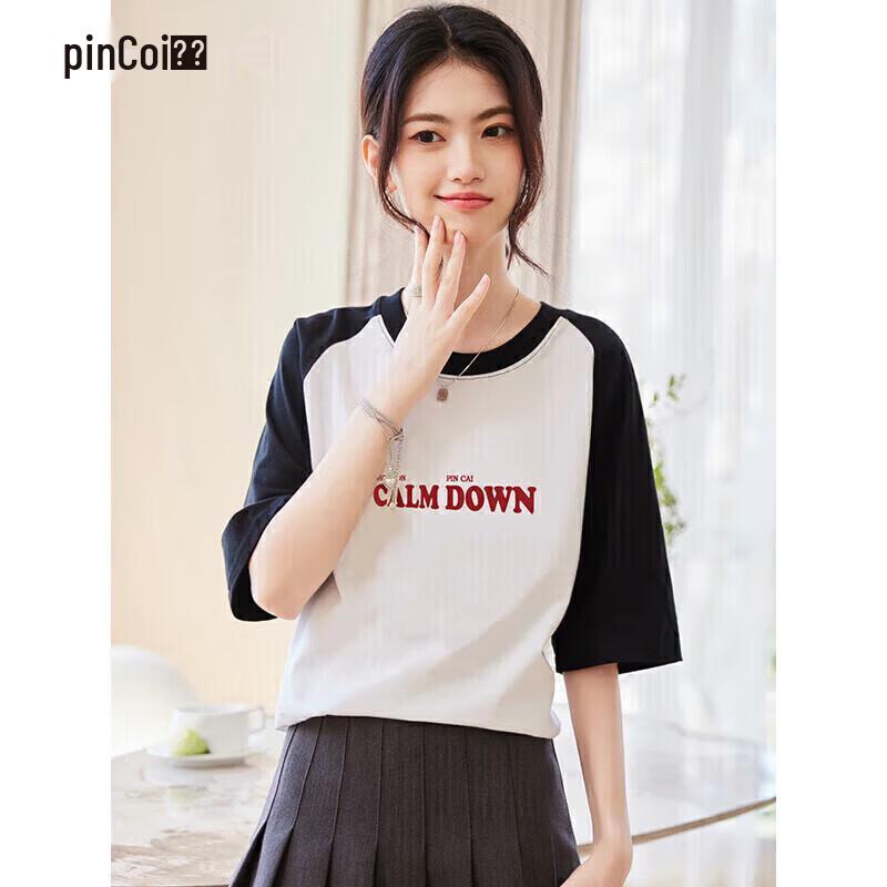 

Pincai Women s Contrast Short Sleeve T-Shirt L