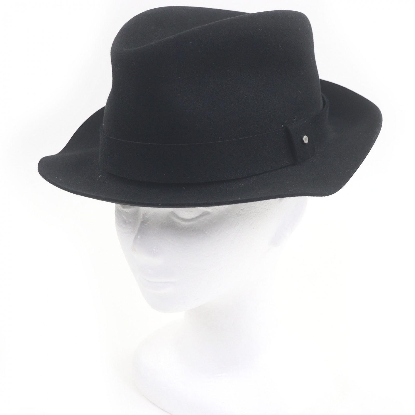 

Excellent HERMES hat Serie Button Hat Lapin Felt black Lapin mens 58 Used