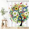 Tree of Life Shower Curtain,Art Colorful Tree Butterfly Leaves Waterproof Polyester Fabric Bathroom Curtain with 12Plastic Hooks