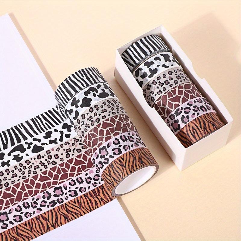 6Rolls Animal Print Washi Tape Set - Decorative Paper Tape for Scrapbooking, DIY Crafts, Journals with Zebra, Leopard & Tiger Snake Patterns