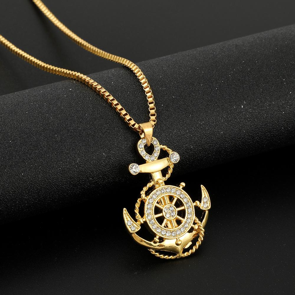 

Stainless steel ocean shaped pendant hip-hop punk necklace золотий
