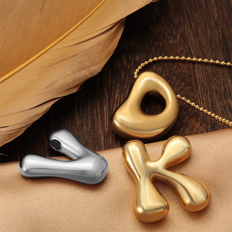 Cute Smooth Letter Necklace, Chubby Pendant, European and American Fashionable and Simple Collarbone Chain