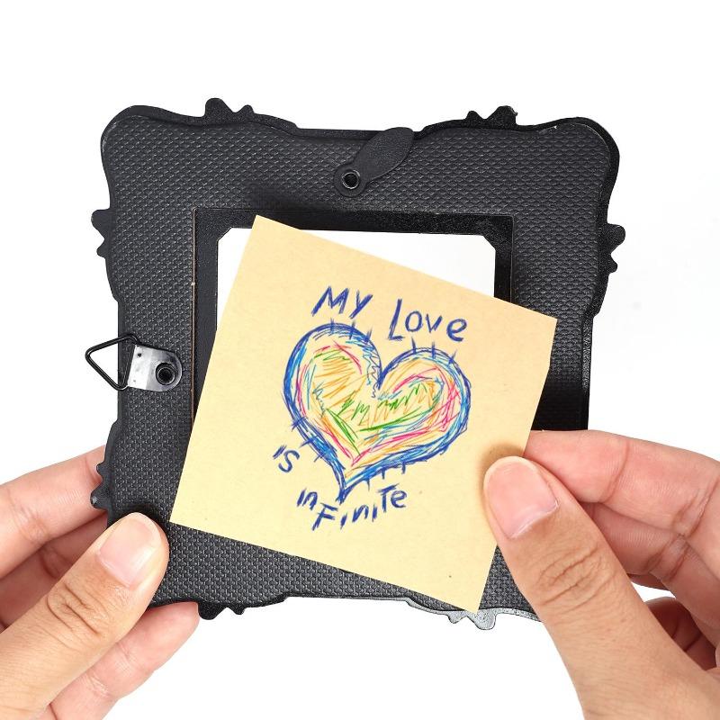 Mini Photo Frame Black Carved Resin Ornate Picture Frame Multi‑Shape Wall Mount Desktop Frame DIY Home Art Decoration Ornament