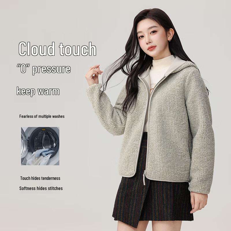 

SNOWFLYING Women s Hooded Faux Lamb Wool Fleece Jacket M