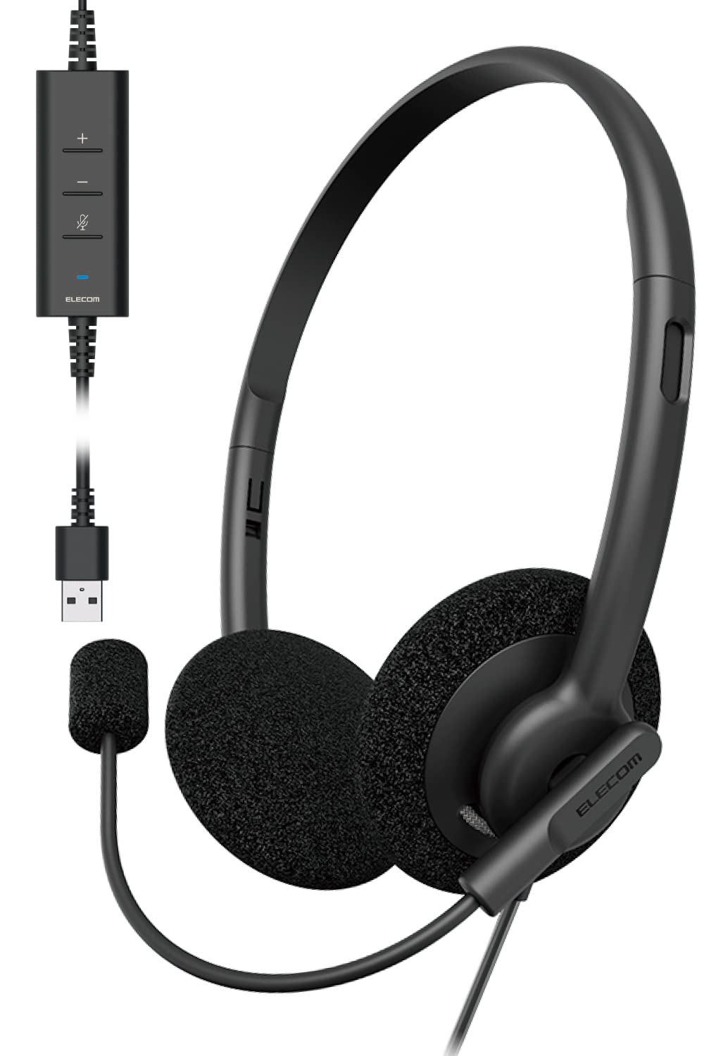 

ELECOM Wired USB Dual Microphone Noise Mute and Volume Headset, Connection, Reduction, Left/Right Mic, Lightweight, Control, USB-A, Binaural, Black, чорний