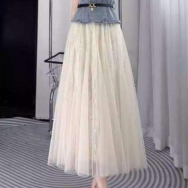 

French Denim Short Sleeve Shirt & High-Waist A-line Skirt Set for Women - Summer Slim Fit M (recommended for 100-115 lbs)